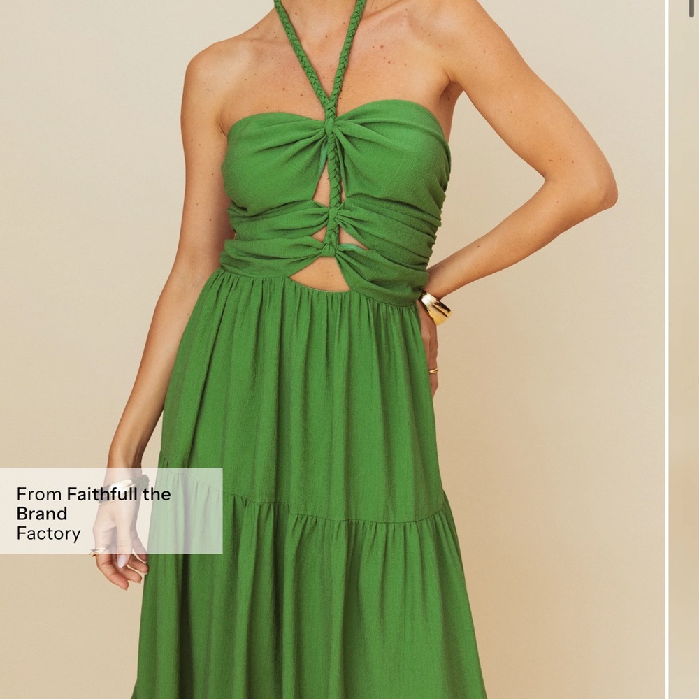 Few Moda OPT Tenny Green Strapless Halter Maxi Dress